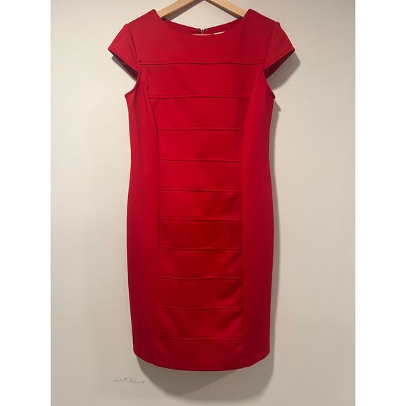 Studio One New York Bodycon Cap Sleeve Knee Length Dress Red Size 8 JL - Picture 1 of 9